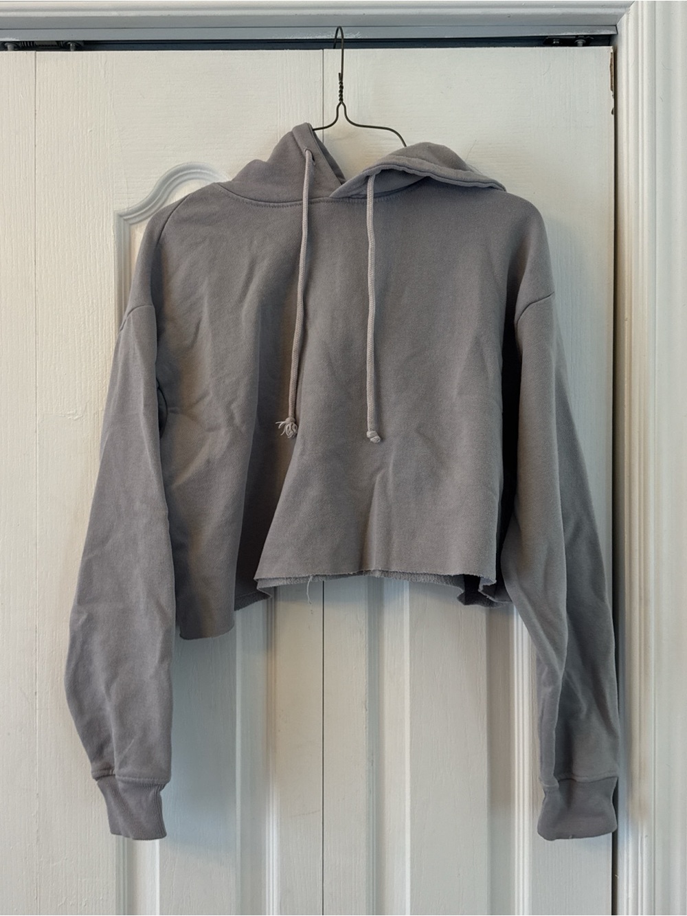 Cropped Hooded Sweatshirt - Gray